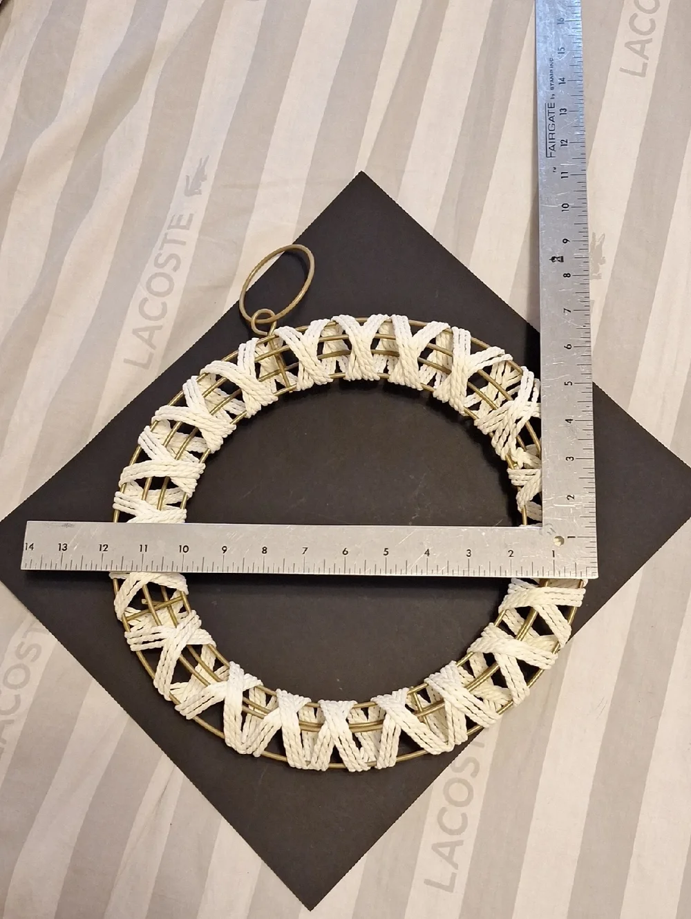 Cream and Brass Braided Holiday Wreath - Decorative Wall Accent